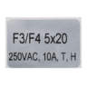 LABEL FUSE 2X10 AT H 250VAC
