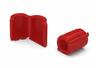 Tamper-Resistent Add-Port Cap, Red plastic hinged cap, sealed on one end